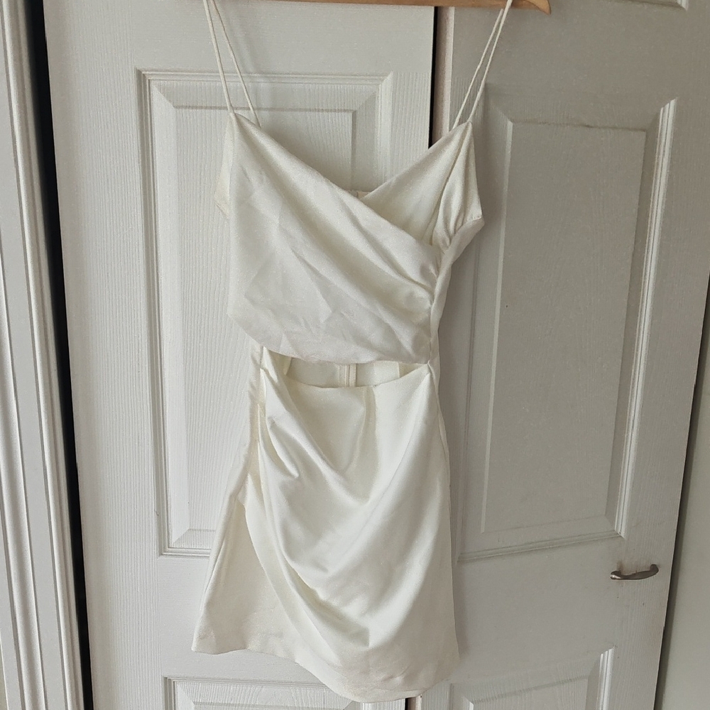 Zara Cream Draped Mini Dress